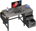 Lufeiya Computer Desk with File Drawers Cabinet, 47 Inch Home Office Desks with Filing Cabinet for Small Space, Gaming Study Writing Table PC Desks, Gray