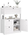 GRUSIGN Bathroom Cabinet, Modern Bathroom Floor Storage Cabinet Organizer with 1 Door and 3 Drawers, Freestanding Cupboard for Kitchen/Living Room Use