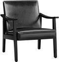 Yaheetech Accent Chairs, Mid-Century Faux Leather Armchairs, Black