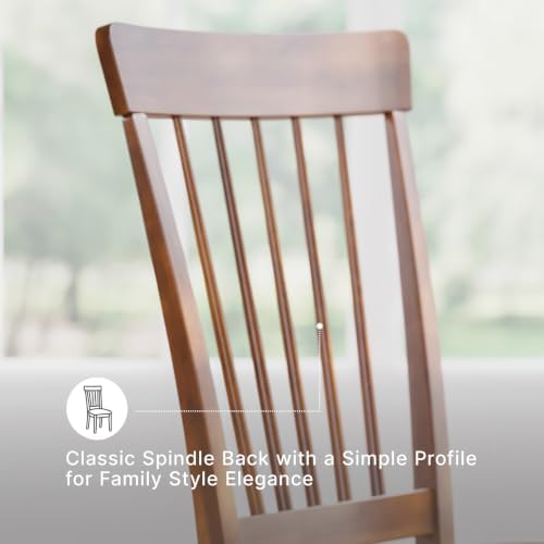Signature Design by Ashley Haddigan Dining Chairs Set of 4, Cushioned Rake Back Side Chairs, Faux Leather Upholstered Wood Frame, for Kitchen, Dark Brown