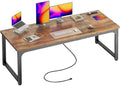 Huuger 63 x 24 inch Desk with Power Outlets & 0.95 Inch Thicker Desktop