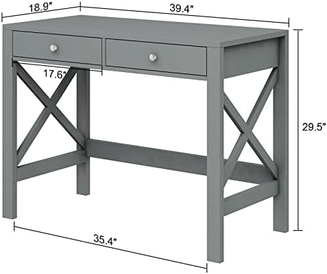 ChooChoo 39.4 Inches Farmhouse Computer Desk with 2 Drawers