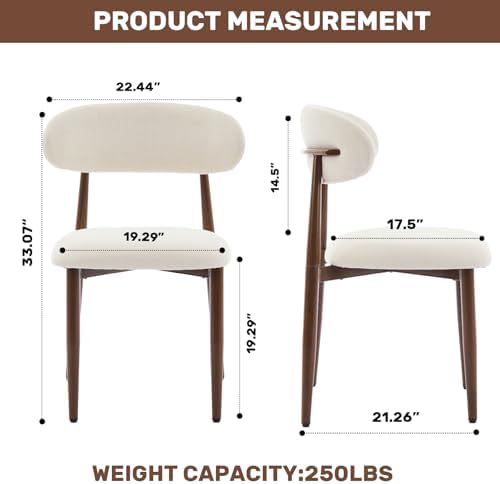 UVV Dining Chairs Set of 6, Metal Kitchen Chairs with Modern Fabric Upholstered for Dining Room, Beige