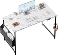 Pamray 47 Inch Computer Desk for Small Spaces with Storage Bag, Home Office Work Desk with Headphone Hook, Small Office Desk Study Writing Table