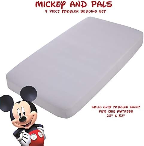 Disney Mickey Mouse and Pals 4 Piece Toddler Bedding Set - Fitted Sheet, Pillow Case, Top Sheet, and Comforter Quilt - Blue