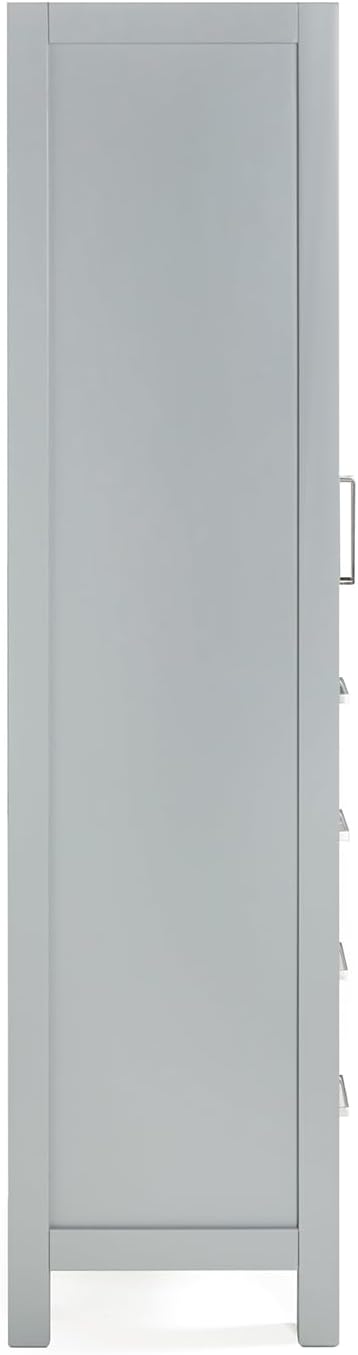 ARIEL Cambridge Bathroom Storage Cabinet - Solid Hevea Wood and Fully Assembled for Long-Lasting Durability and Sophisticated Finish, Freestanding Linen Bathroom Cabinet - 65”H x 20”W x 16”D, Grey