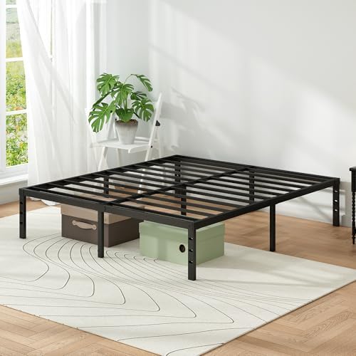 Metal Platform Bed Frame King Size, 14 Inch Height with Heavy Duty Steel Support, No Box Spring Needed, Easy Assembly and Underbed Storage,Black
