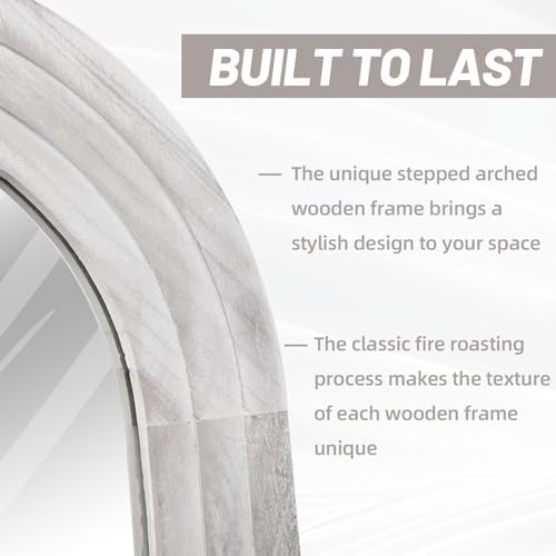 ZHUNFA Arched Full Length Mirror with Solid Wood Frame