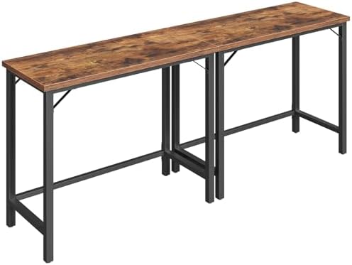 MAHANCRIS Narrow Bar Table, 63-Inch Pub Table for Dining Room, Counter Bar Tables with Sturdy Metal Frame, Connectable Bar Table, Multifunctional Console Table, Rustic Brown BTHR1601