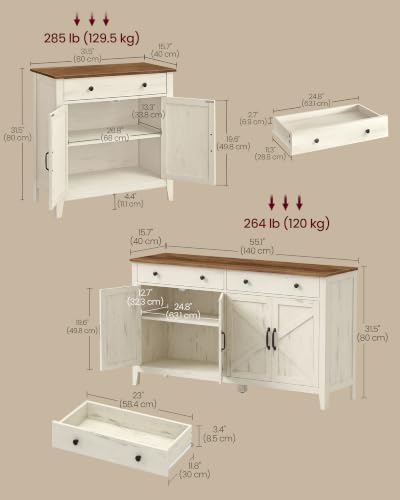VASAGLE Farmhouse Buffet Cabinet and Coffee Bar Bundle