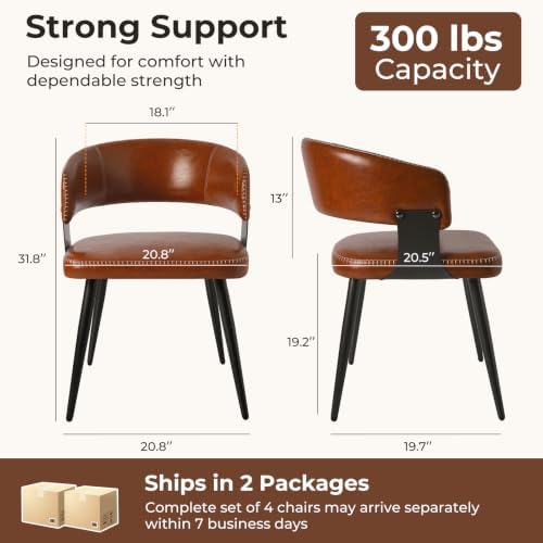 Dining Chairs Set of 4, Modern Faux Leather Kitchen Chairs