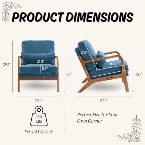 Karl home Mid-Century Modern Accent Reading Chair, Blue