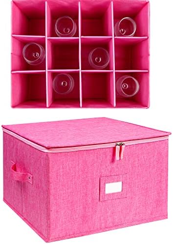 Wine Glass Storage Box, Stemware Storage Containers Cases with Dividers