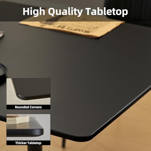 Square Dining Table, 24" Tulip Table with Thickened Tabletop & Metal Pedestal, Mid Century Modern Bistro Table for Kitchen, Small Places, Living Room, Cafe (Black)