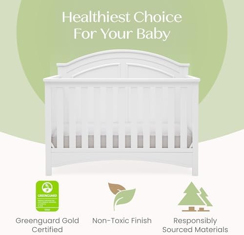 Delta Children Perry 6-in-1 Convertible Crib - Greenguard Gold Certified, Bianca White