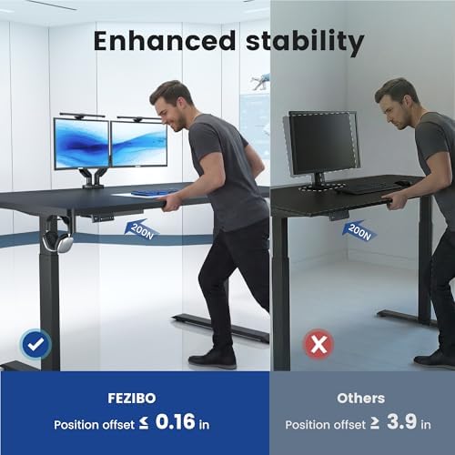 FEZIBO Standing Desk 71 × 37 Inch Electric Height Adjustable, Black