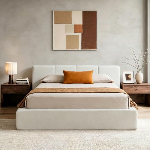 DNYN Queen Cloud Bed Frame with Cushion Headboard and 360° Foam Surround