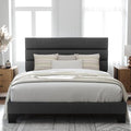 Allewie Full Size Platform Bed Frame with Fabric Upholstered Headboard Gray