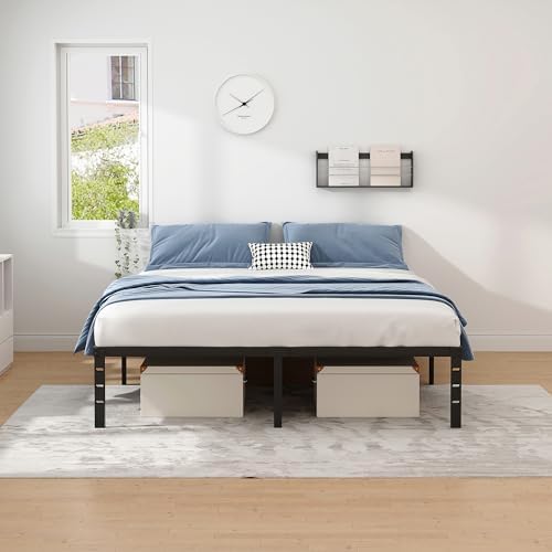 NEW JETO Metal Bed Frame,Queen Size Bed Frame with Storage Space,12 Inch