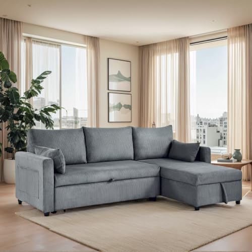 Ball & Cast 86" Sectional Sleeper Sofa Bed Pull Out Couches for Living Room