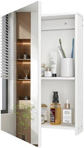CHOEZON Bathroom Medicine Mirror Cabinet, 13.8'' x 19.7'', Wall-Mounted Bathroom Vanity with Mirror, Bathroom Medicine Cabinet with Storage Function, Hanging Storage Cabinet, Adjustable Shelves, White