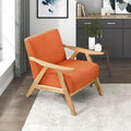 Lexicon Mid Century Modern Accent Chair with Natural Wood Frame, Orange