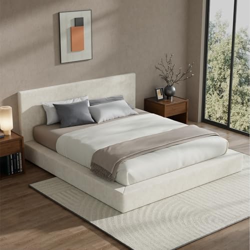 RECCI AirFrame California King Upholstered Bed Frame with Padded Headboard