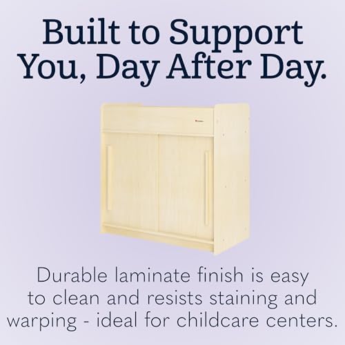 Foundations SafeGlide Daycare Changing Table w/Built-in Shelving, Natural