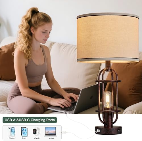 Reaketon 22.3”Farmhouse Table Lamps for Living Room, Bedroom Lamps Set of 2