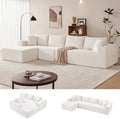 Mangodan 140” Cloud Sectional Couch, Modular Sectional Sofa with Deep Seat, Boneless Sofa for Living Room, Fluffy Comfy L-Shaped Couch with Left Facing Chaise, No Assembly Required, Beige