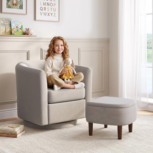 360° Swivel Accent Chair with Storage Ottoman