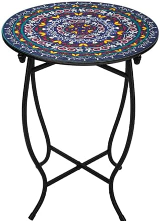Indoor Outdoor Metal Round Side Table, Versatile 14" Round Metal End Table