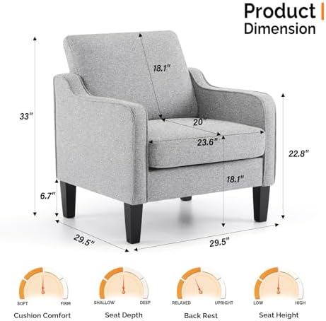 VINGLI Accent Chairs Set of 2, Modern Traditional Armchair for Living Room