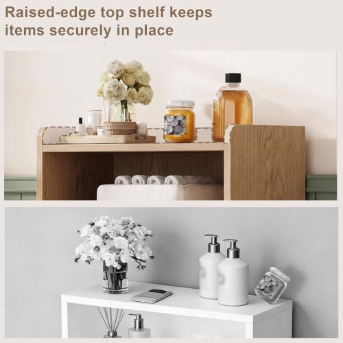 ChooChoo Small Bathroom Storage Cabinet with 2 Door and Shelves | Narrow Toilet Paper Cabinet, Bathroom Floor Cabinet and Organizers for Small Spaces, 7.8" D * 15.7" W * 30.7" H, Natural