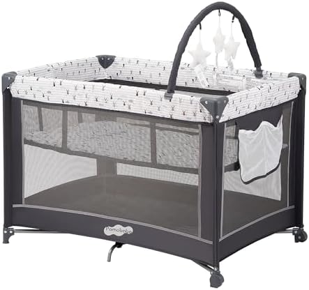 Pamo Babe Pack and Play with Bassinet, Portable Playard for Baby