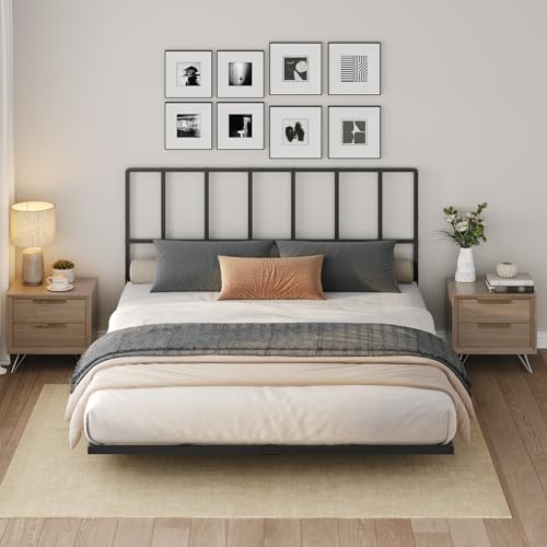 MAHANCRIS Headboard Queen Size, Metal Headboards with Universal Adapters, Adjustable Height, Modern Head Board Queen Size Only for Bedroom, Black