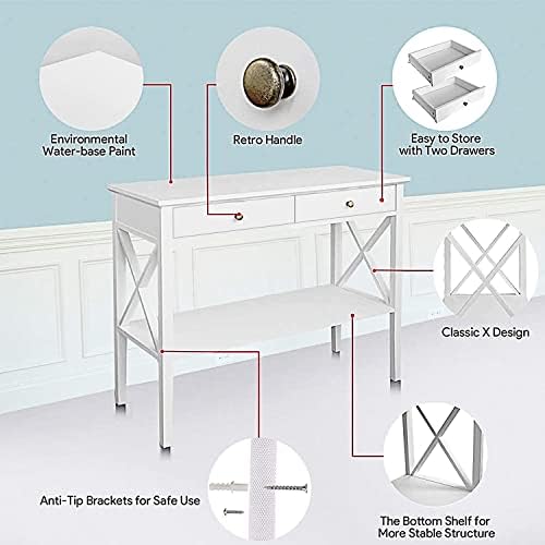 ChooChoo 39" Entryway Table with Drawers and Storage Shelf
