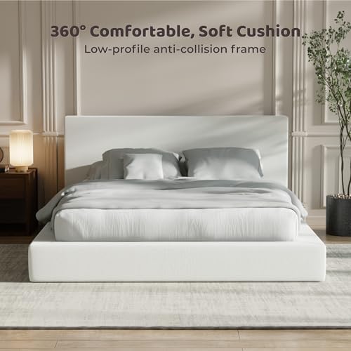 RECCI AirFrame Queen Upholstered Bed Frame with Plush Padded Headboard