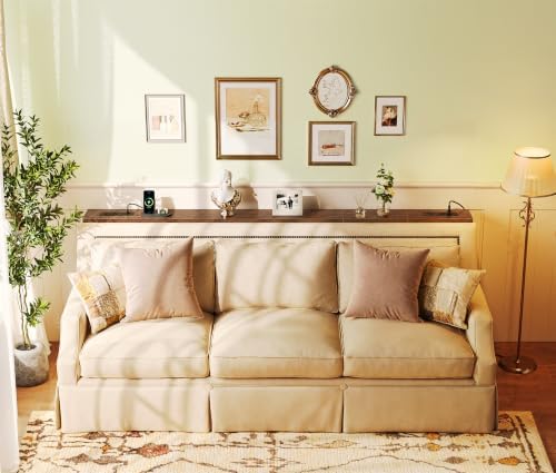 SUPERJARE 39.4 inch Narrow Behind Couch Table with Charging Stations
