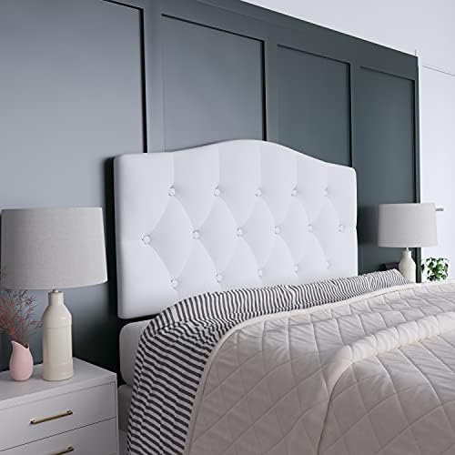 EMMA + OLIVER White Queen Tufted Headboard