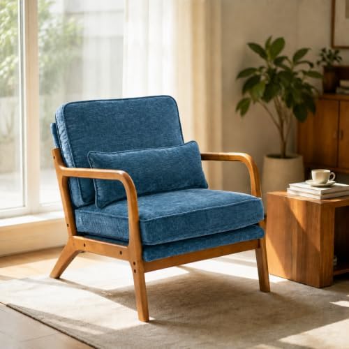 Karl home Mid-Century Modern Accent Reading Chair, Blue