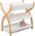 Comfy Cubs Baby Changing Table - Baby Change Table, Natural Wood White Bar