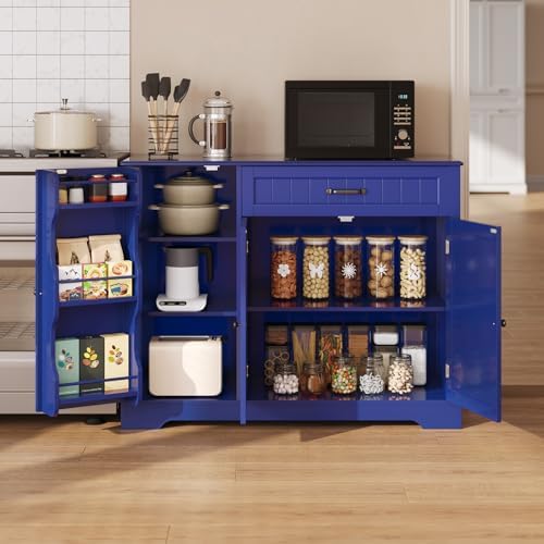 Gizoon Kitchen Sideboard Buffet Cabinet with Storage, Navy Blue