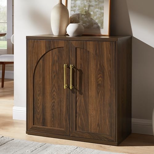 ACCOHOHO Arched Door Sideboard Buffet Cabinet, Brown