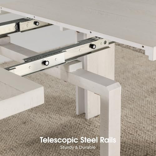 Transformer Table Solid Wood Extendable Dining Table, White