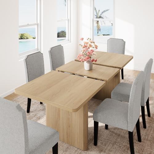 GarveeHome Rectangular 63"-82.7" Extendable Dining Table with Round Corner