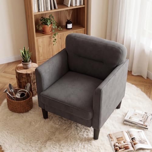 Kromax Accent Chair for Living Room Set of 2, Comfy Reading Armchair, Grey