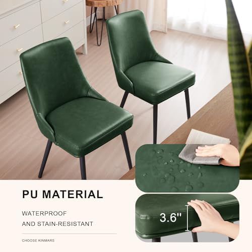 kinmars Kitchen & Dining Leather Dining Chairs Set of 6 Green