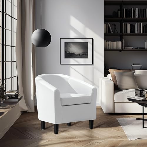 Topeakmart Faux Leather Accent Chair Set of 2, 300 lb Cap, White
