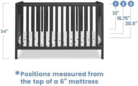 Delta Children Heartland 4-in-1 Convertible Crib, Black